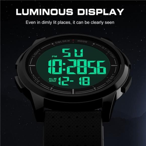 Ultra-Thin Minimalist Sports Waterproof Digital Watches Men w Wide-Angle Display - Picture 4 of 6